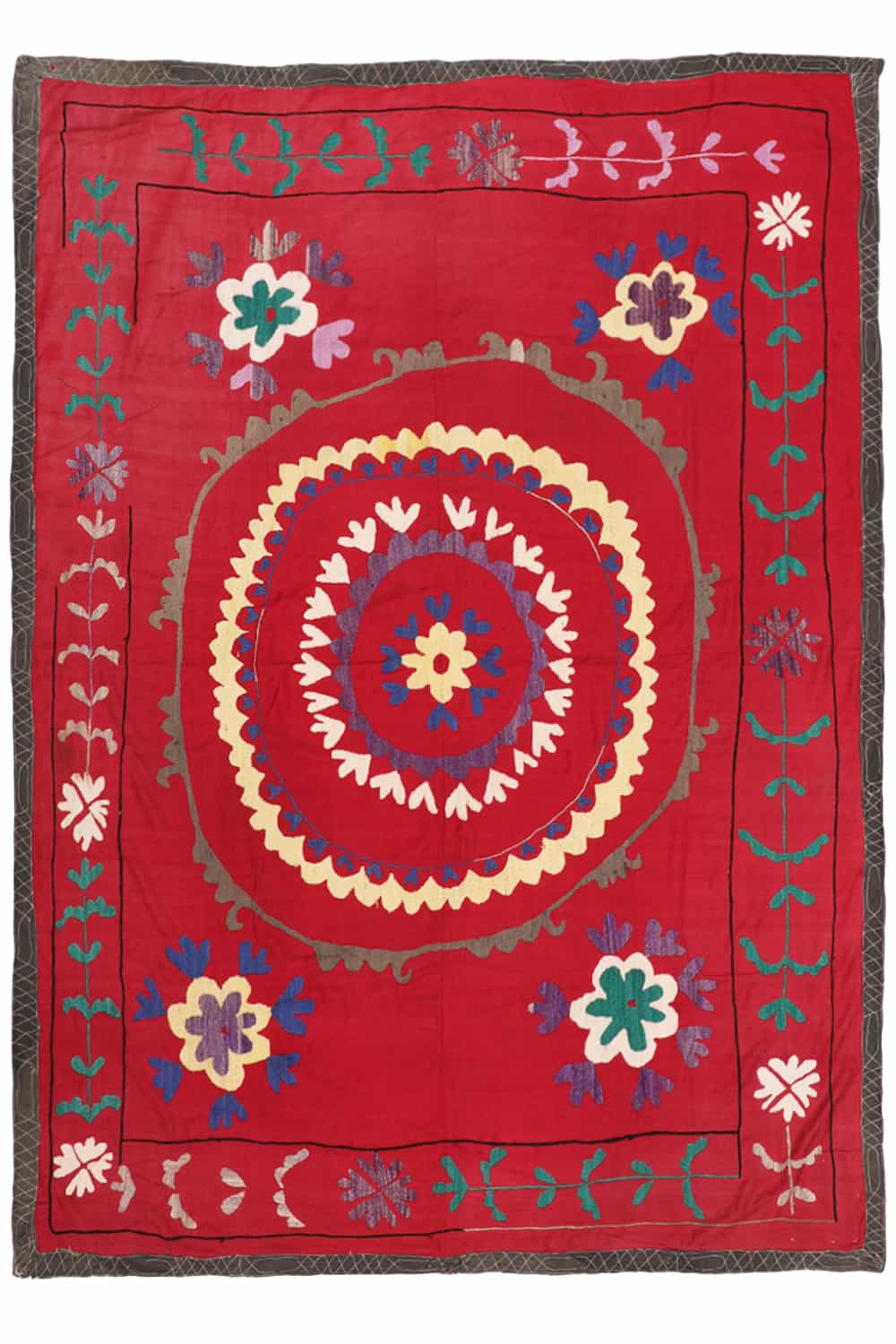 Vintage Uzbek Lakai Embroidery Textile – Lava Red