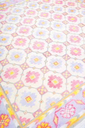 Light Pink and Off White handcrafted Kilim Rugs made from Wool by Carpet Cellar
