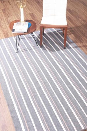 Light Grey and White handcrafted Kilim Rugs made from Cotton by Carpet Cellar