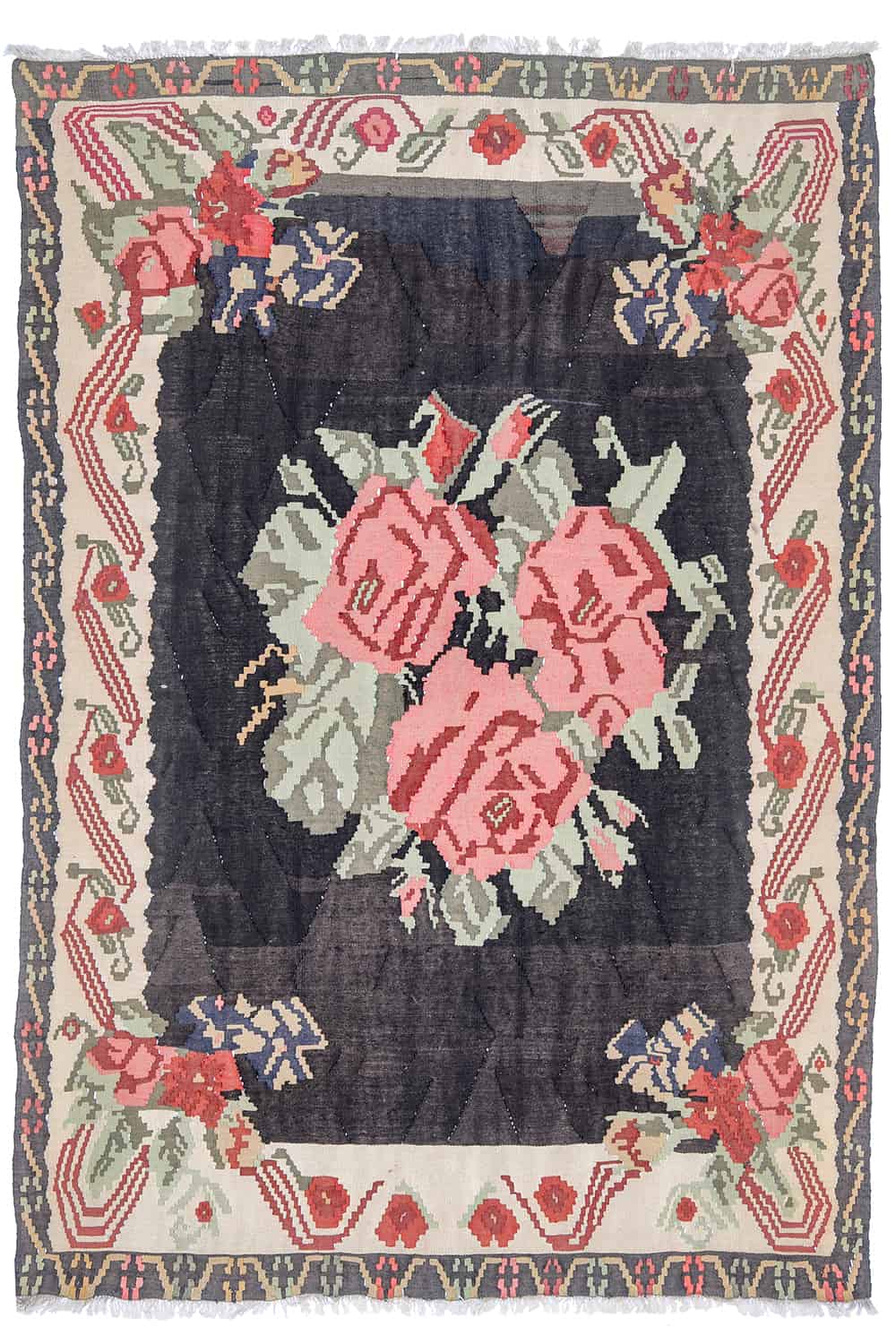 Vintage Bessarabian Kilim – Pink Rose