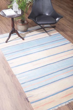 Beige and Blue handcrafted Kilim Rugs made from Cotton by Carpet Cellar