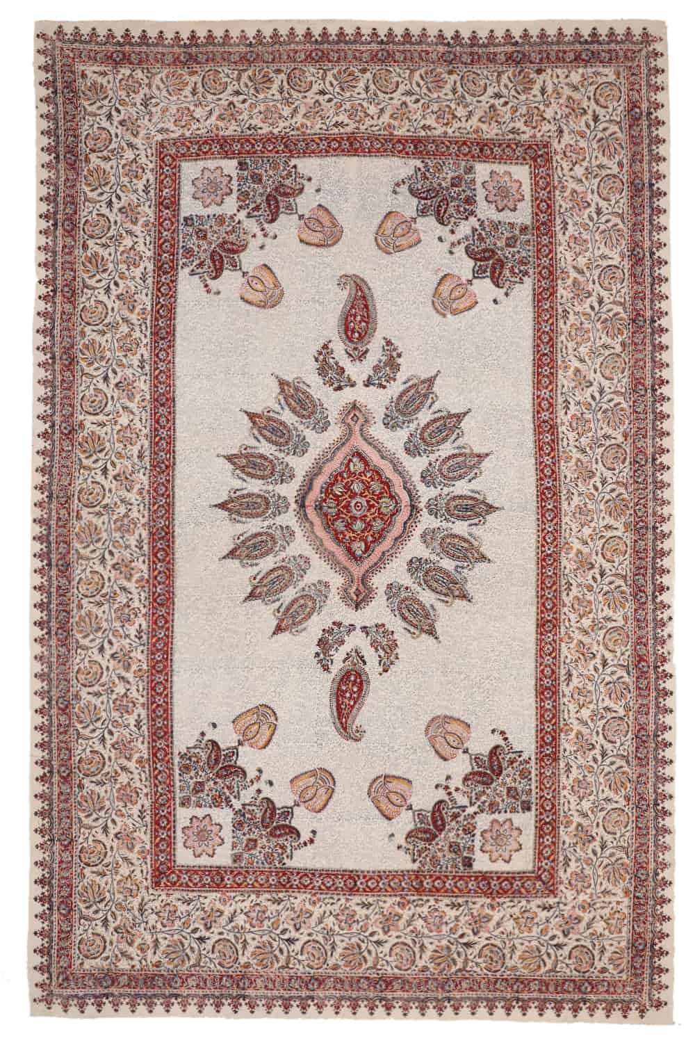 Vintage Persian Block Printed Textile – Paisley Kalamkari