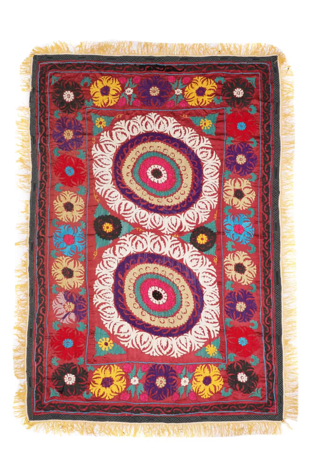 Vintage Tribal Uzbek Suzani Hand Embroidered Textile – Dalia