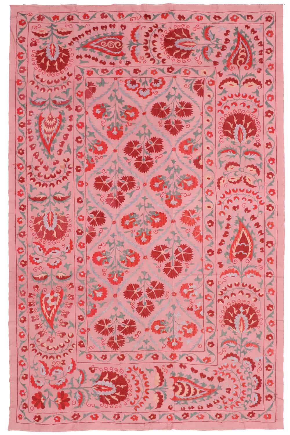 Vintage Tribal Uzbek Suzani Hand Embroidered Textile – Pomegranate
