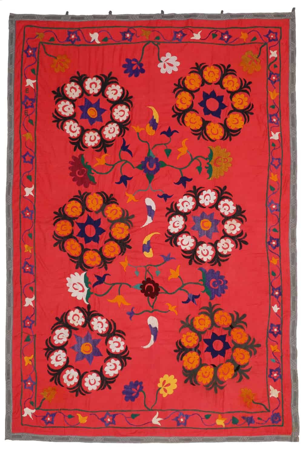 Vintage Tribal Uzbek Suzani Hand Embroidered Textile – Rose Jardin