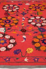 Vintage Tribal Uzbek Suzani Hand Embroidered Textile - Rose Jardin