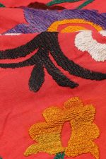 Vintage Tribal Uzbek Suzani Hand Embroidered Textile - Rose Jardin
