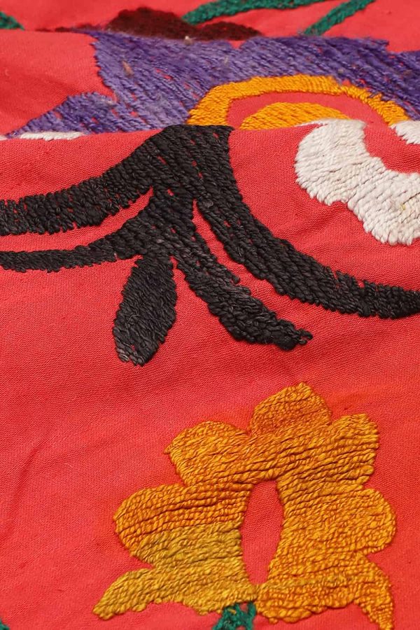 Vintage Tribal Uzbek Suzani Hand Embroidered Textile - Rose Jardin