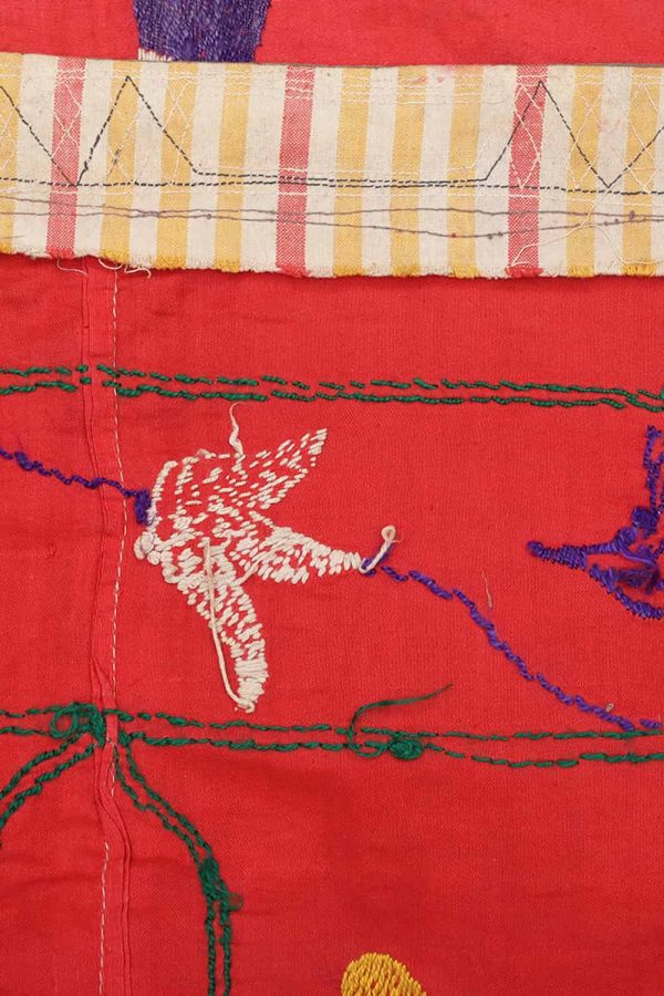 Vintage Tribal Uzbek Suzani Hand Embroidered Textile - Rose Jardin