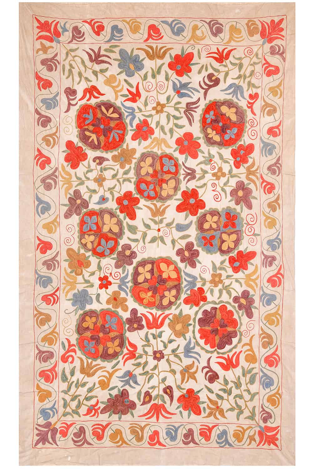 Vintage Uzbek Suzani Hand embroidered Textile – Rosette