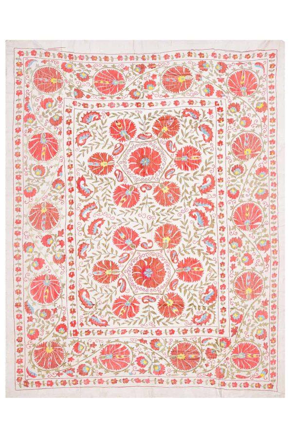 Vintage Uzbek Suzani Hand embroidered Textile - Twining