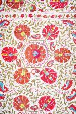 Vintage Uzbek Suzani Hand embroidered Textile - Twining