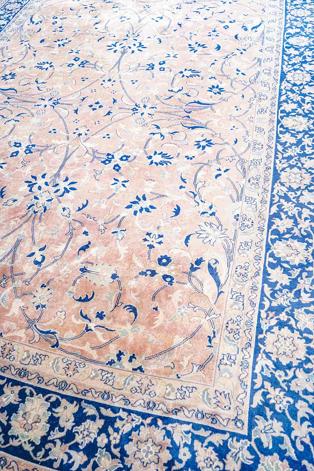 Pale Pink and Blue handcrafted Antique Persian Carpets made from Wool by Carpet Cellar