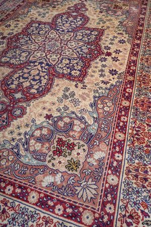 Beige and Blue handcrafted Antique Persian Carpets made from Wool by Carpet Cellar
