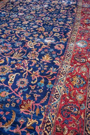 Dark Blue and Rose Red handcrafted Antique Persian Carpets made from Wool by Carpet Cellar