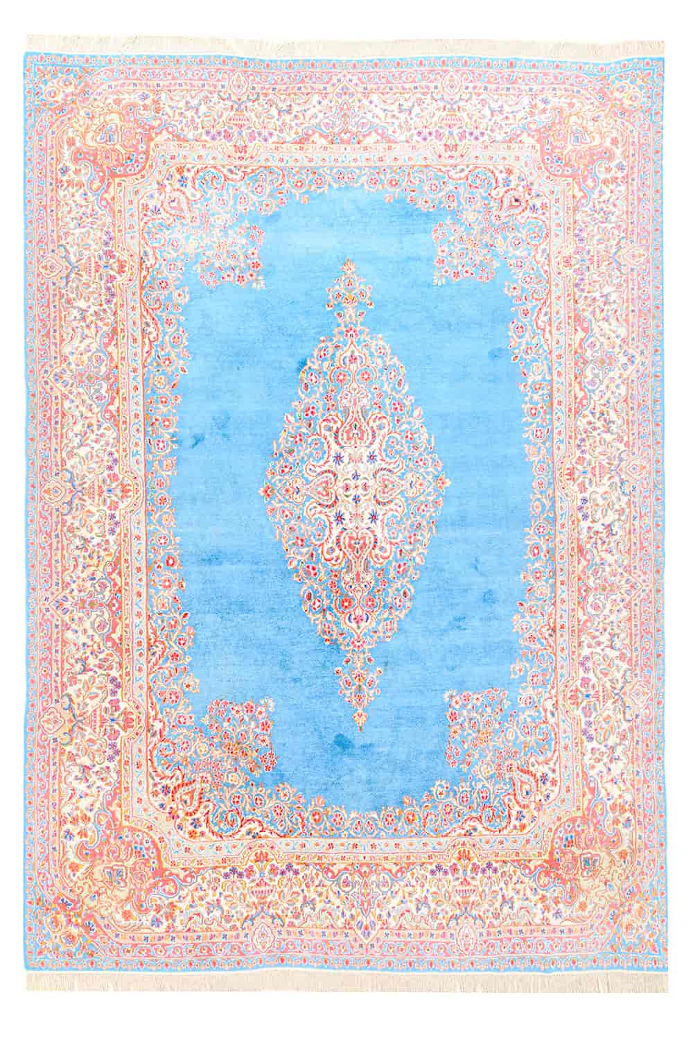 Antique Laver Kerman – Blue Blossoms