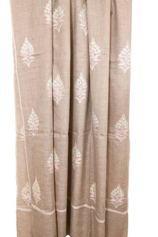 Light Weight Shahmina Botidar Shawl - Light Brown