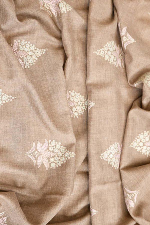Light Weight Shahmina Botidar Shawl - Light Brown