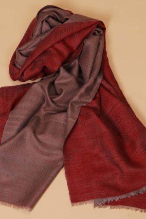 Madder Red and Grey handcrafted Stole made from Shahmina by Carpet Cellar