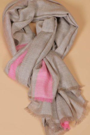 Light Grey and Light Pink handcrafted Shawls made from Shahmina by Carpet Cellar