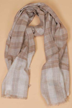 Beige and Off White handcrafted Stole made from Shahmina by Carpet Cellar
