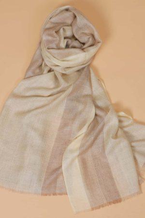 Off White and handcrafted Stole made from Shahmina by Carpet Cellar