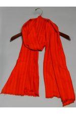Light Weight Shahmina Stole - Red Orange Self Stripes