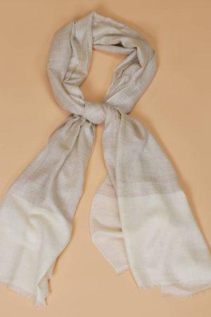Off White and handcrafted Stole made from Shahmina by Carpet Cellar