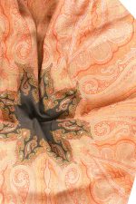 Paisley Jamawar Shawl - Orange & Black