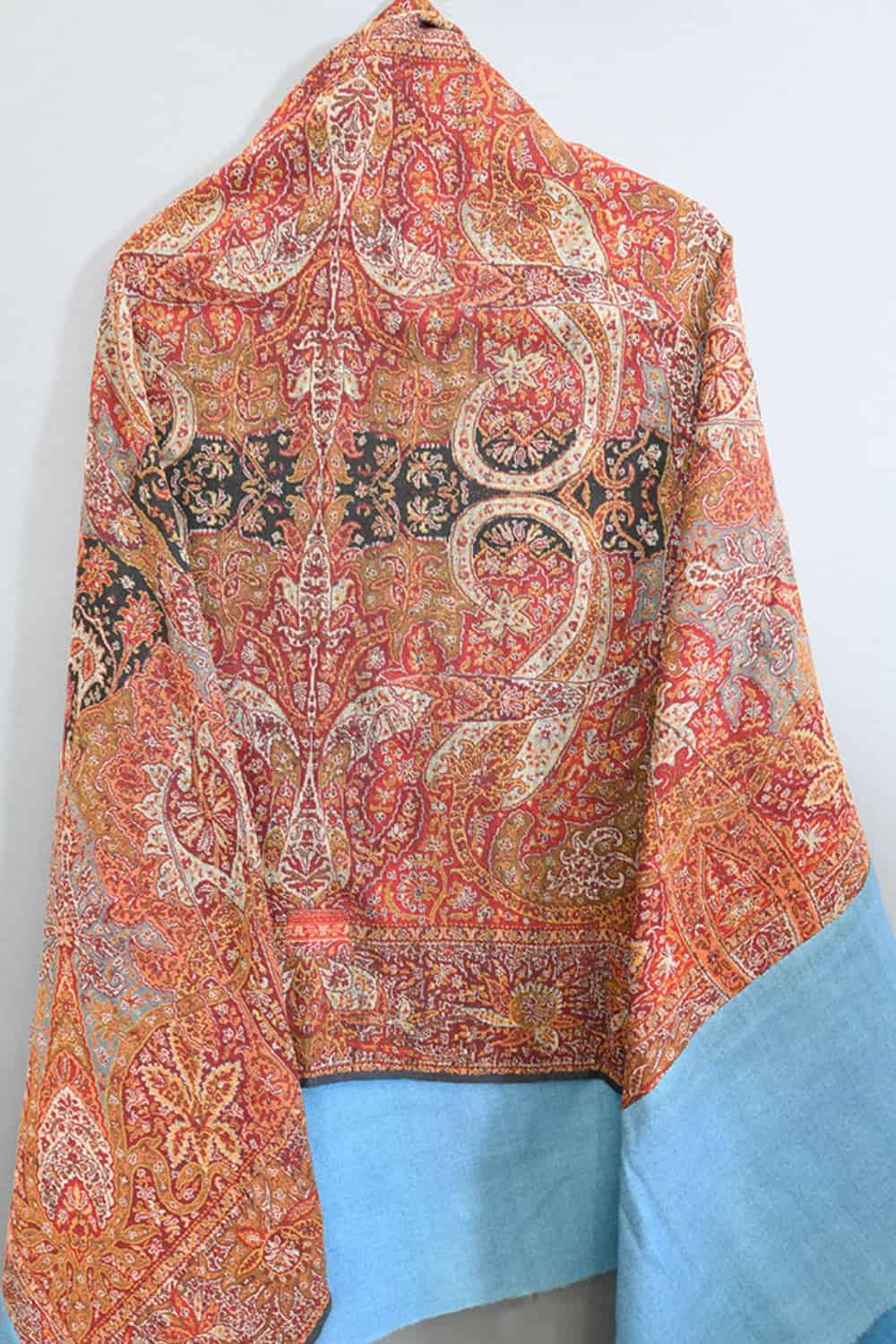French Paisley Jamawar Shawl – Red Orange Patterns