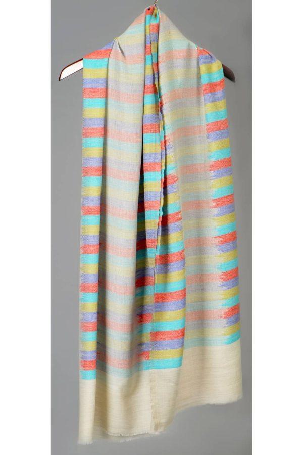 Pashmina Ikat Stole - Multi Stripes