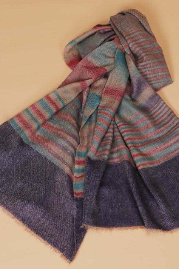 Pashmina Ikat Stole - Multicolor on Beige