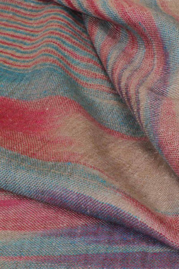 Pashmina Ikat Stole - Multicolor on Beige