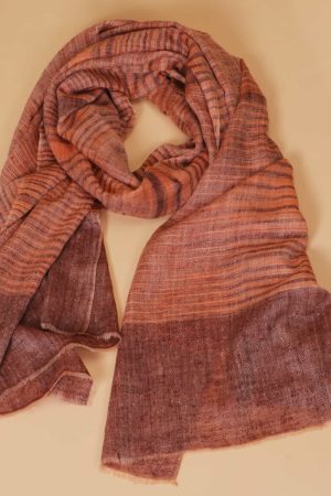 Pale Orange and handcrafted Stole made from Pashmina by Carpet Cellar
