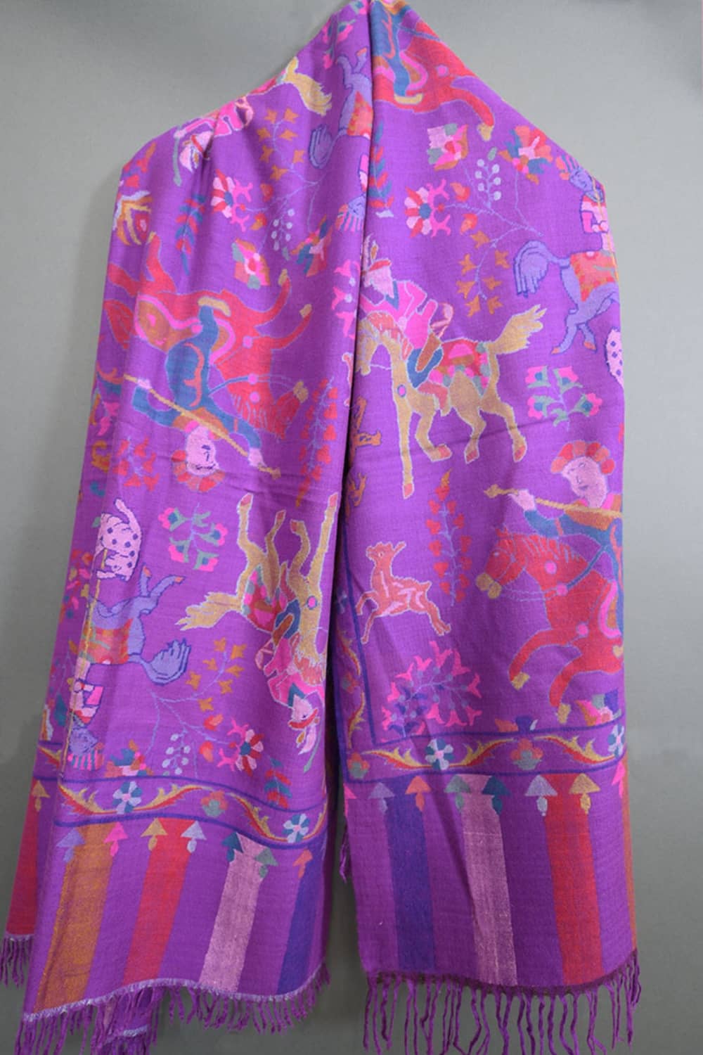 Pashmina Kani Hunting Shawl – Purple Rain