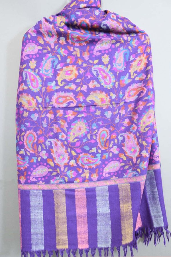 Pashmina Kani Shawl - Purple