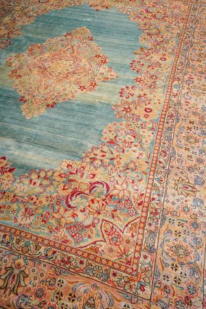 Beige and Light Blue handcrafted Antique Persian Carpets made from Wool by Carpet Cellar
