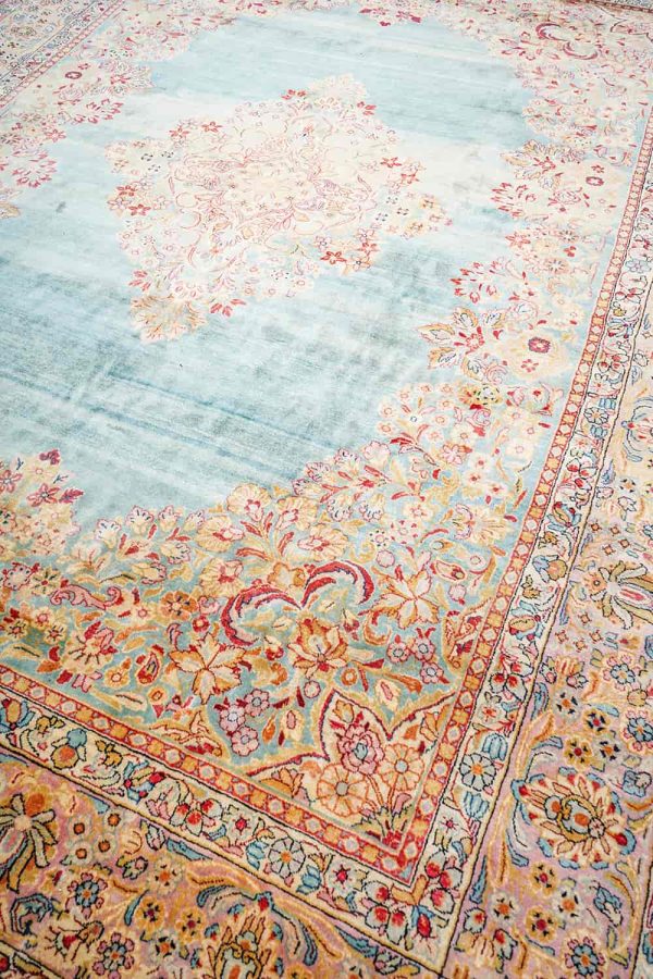 Antique Persian Kerman Aubusson - Gold and Turmaleen