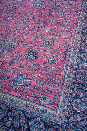 Pink and Blue handcrafted Antique Persian Carpets made from Wool by Carpet Cellar