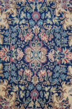 Antique Laver Kerman Aubusson - Blue on Beige