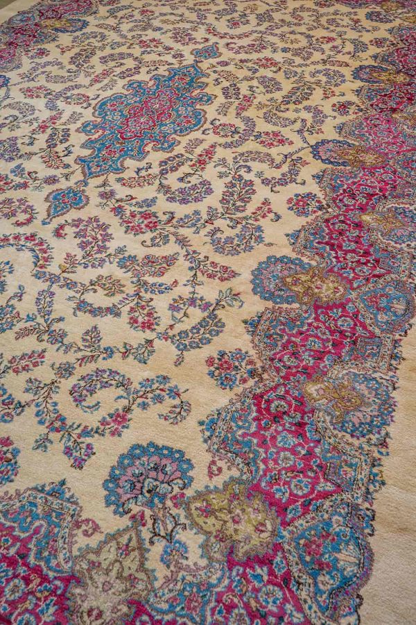 Persian Laver Kerman Aubusson - Fiery Floral