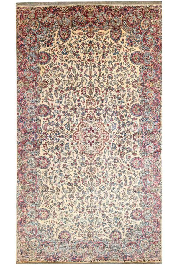 Antique Laver Kerman Aubusson - Palmettes