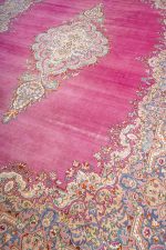 Antique Laver Kerman Aubusson - Red Medallion