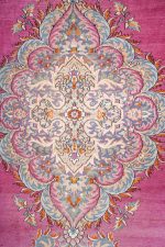 Antique Laver Kerman Aubusson - Red Medallion