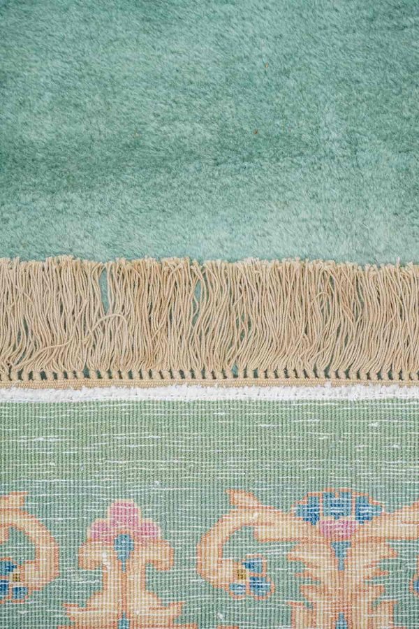 Antique Laver Kerman Aubusson - Teal Green