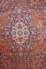 Antique Persian Royal Kurk Kashan - Floral Rusts