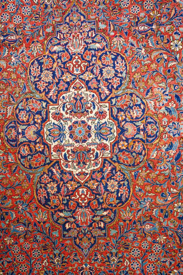 Antique Persian Royal Kurk Kashan - Floral Rusts