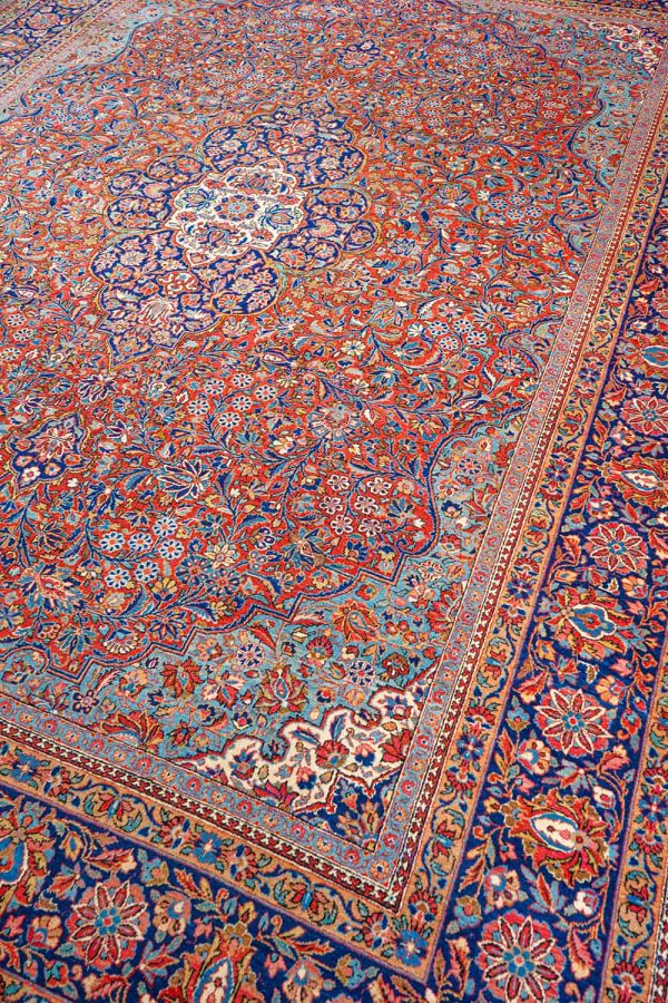 Antique Persian Royal Kurk Kashan - Floral Rusts