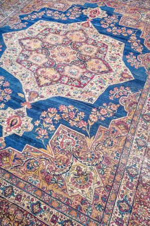 Blue and Light Brown handcrafted Antique Persian Carpets made from Wool by Carpet Cellar