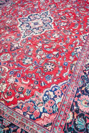 Red and Dark Blue handcrafted Antique Persian Carpets made from Wool by Carpet Cellar